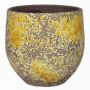 Cache-pot en céramique TSCHIL, Rustique, dégradé, jaune ocre-marron, 24cm, Ø24cm