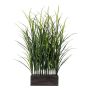 Herbe artificielle - Séparation de pièce en panicum ULINKA dans un bac en bois, vert, 70x50x90cm