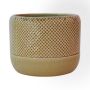 Pot de fleurs en céramique DANYLO, motif losange, vert-marron, 15cm, Ø19cm