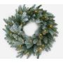 Couronne de sapin artificielle BUFFALO, bleu, givré, LEDs, Ø60cm