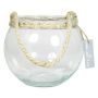 Vase boule en verre DAVY avec anse, transparent, 12cm, Ø15cm