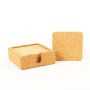 Sous-verre carré en liège MINARA avec support, 6 pièces, naturel, 9x9cm, épaisseur 0,5cm