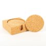 Sous-verre rond en liège MINARA avec support, 6 pièces, naturel, Ø9cm, épaisseur 0,5cm
