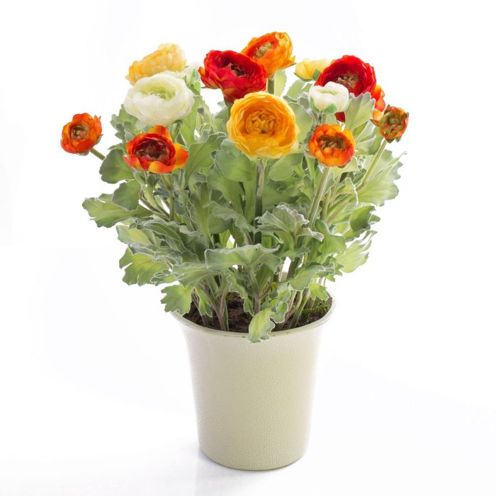 Acheter des Renoncules artificielles ILENIA, pot en céramique, multicolore,  50cm, Ø3-8cm - Fausses fleurs