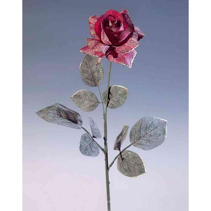 Acheter des Rose artificielle DONATA, paillettes, rouge-or, 60cm, Ø8cm
