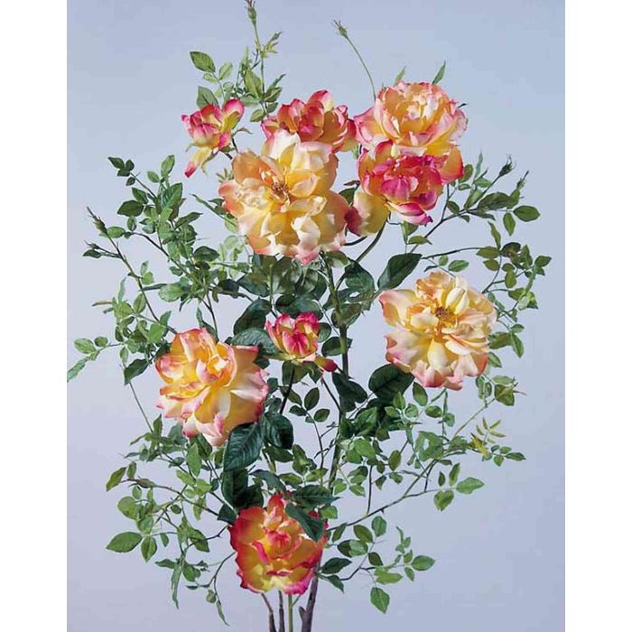 Rose Artificielle RENESMEE, Fuchsia-jaune, 45cm, 6cm