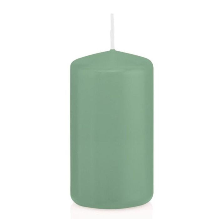 Bougie Cylindrique INNA-Glas Maeva Vert Olive - 13cm, Ø7cm, 52h De Combustion, Made In Germany
