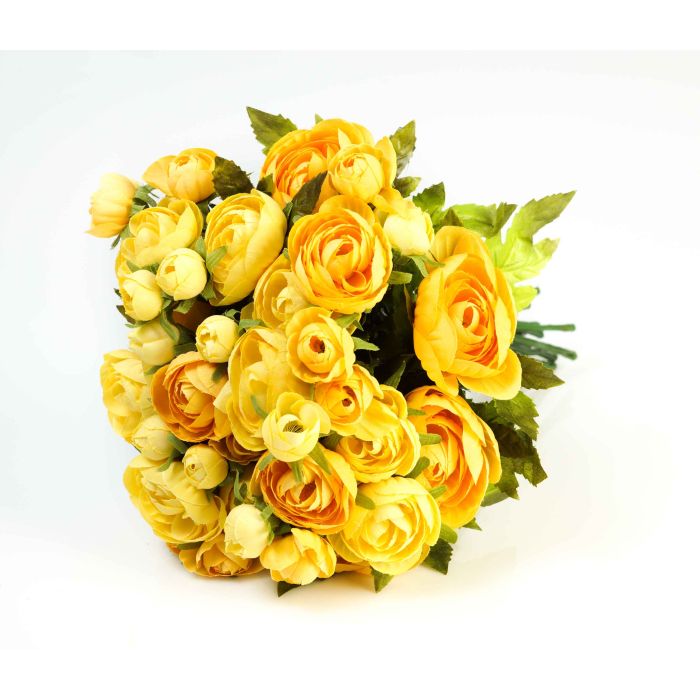 Acheter des Bouquet de renoncules artificielles, 18 fleurs, jaune, 30cm, Ø  25cm - artplants Bouquets artificiels