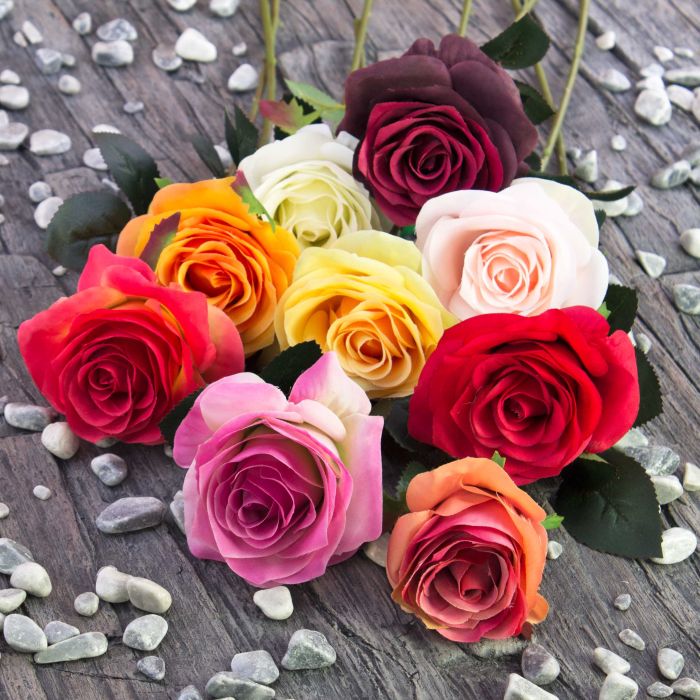 Acheter des Rose en soie SIMONY, rouge, 45cm, Ø8cm - Fausses fleurs