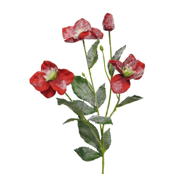 Acheter des Fleur artificielle sur tige Rose de Noël SHENWEI, enneigée,  rouge, 60cm