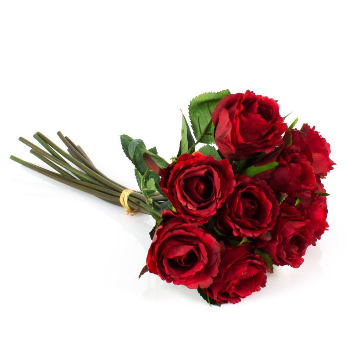 Acheter des Bouquet artificiel de 10 roses MOLLY, rouge, 35cm, Ø 20cm -  artplants Bouquets artificiels