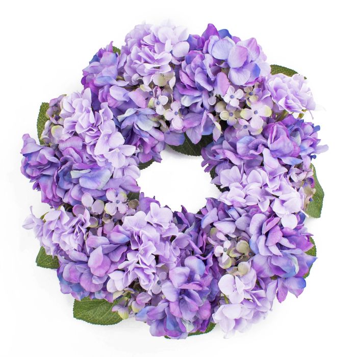 Couronne De Feuilles D'hortensia Artificielle Avec N¿ud Papillon, Pour Porte D'entrée Extérieure