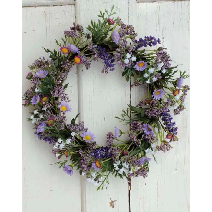 Couronne Décorative Lavande Artificielle Lights4fun - 55cm | Décoration Printanière Et Mariage
