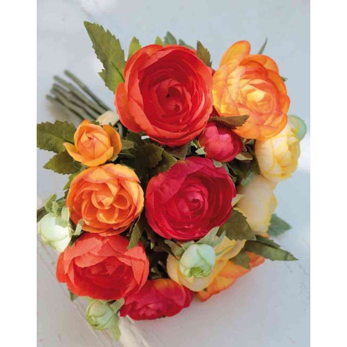Acheter des Bouquet de renoncules en tissu TONIE, jaune-orange, 20cm, Ø20cm