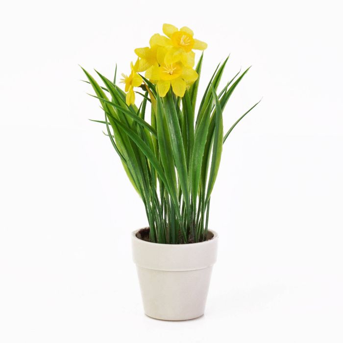 Acheter des Narcisse en plastique LUZIA dans un pot décoratif, jaune, 20cm,  Ø3cm - Fausses fleurs