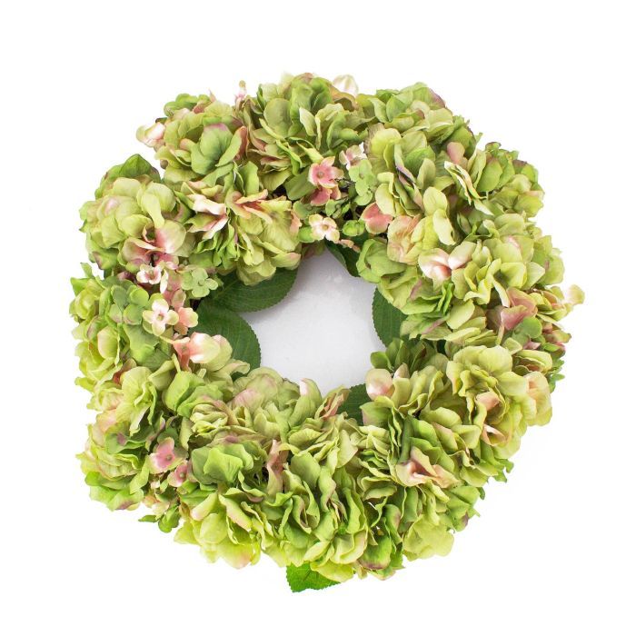 Couronne D'Hortensias Artificielle 61 Cm - Décoration Porte D'Entrée Printemps Automne, Beige Rouge Bleu