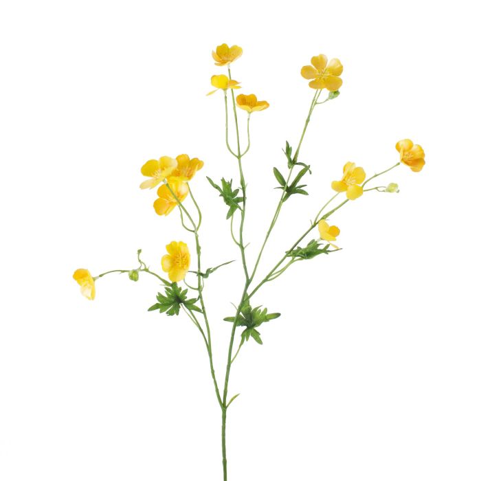 Acheter des Fausse Renoncule NORA, jaune, 70cm, Ø2-3cm - Fausses fleurs