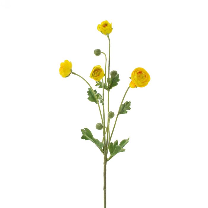 Acheter des Renoncule artificielle LISSY, 4 fleurs, jaune, 60cm, Ø12cm -  artplants Fleurs artificielles