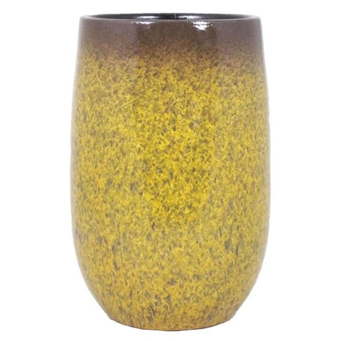 Cache-Pot INNA-Glas Orange-Jaune Moucheté 13cm X 14cm - Pot à Plantes En Céramique Élégant