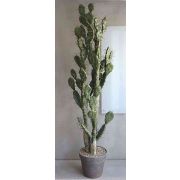 Cactus artificiel trio de figuiers de Barbarie PHINEAS en pot décoratif, vert-gris, 130cm