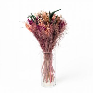 Bouquet de fleurs séchées HARRIET avec manchette, fuchsia, 40cm, Ø20cm