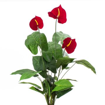 Bouquet d'Anthurium artificiel CALVINA sur piquet, rouge, 80cm, 12x16cm