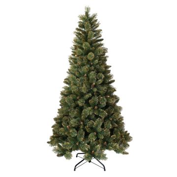 Sapin artificiel TORRANCE SPEED, cônes, vert, pointes dorées, 210cm, Ø115cm