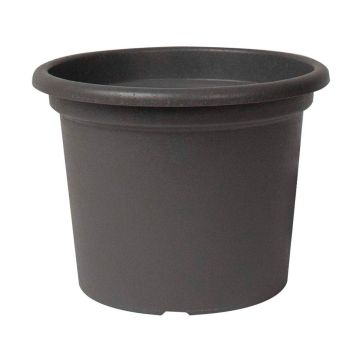 Pot de fleurs rond VENERA en plastique recyclé, avec des trous, anthracite, 19cm, Ø25cm