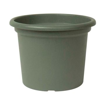Pot de fleurs rond VENERA en plastique recyclé, avec des trous, vert sauge, 19cm, Ø25cm