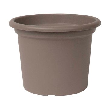 Pot de fleurs rond VENERA en plastique recyclé, avec des trous, taupe, 19cm, Ø25cm