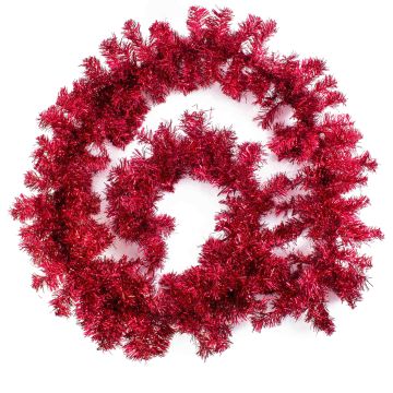 Guirlande de sapin en plastique DOROTHEA, rouge, 270cm, Ø20cm
