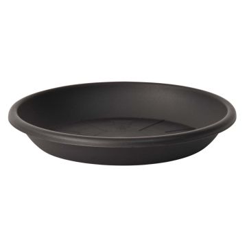 Soucoupe ronde pour cache-pot VENERA en plastique recyclé, avec des trous, anthracite, 5cm, Ø32cm