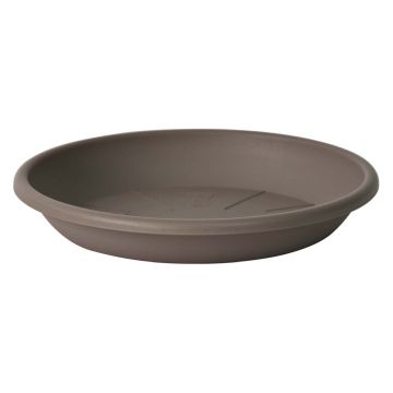 Soucoupe ronde pour cache-pot VENERA en plastique recyclé, avec des trous, taupe, 5cm, Ø40cm