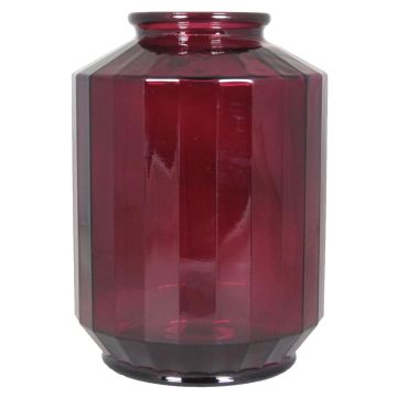 Vase en verre pour fleurs LOANA, transparent-rouge, 35cm, Ø25cm, 12L