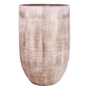 Vase à fleurs en céramique KAMUNI, rayures verticales, gris-vert, 30cm, Ø19cm
