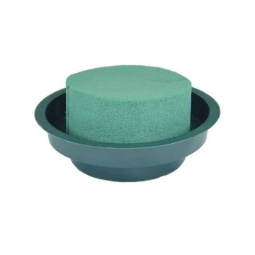 OASIS® Ideal Mousse florale humide en forme de cylindre dans une coupe en plastique, vert, 5cm, Ø12cm OASIS® Ideal Mousse florale humide en forme de cylindre dans une coupe en plastique, vert, 5cm, Ø12cm
