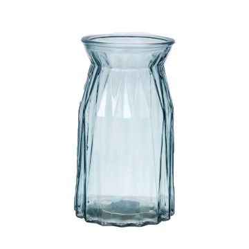 Vase à fleurs en verre RUBIE, bleu clair-transparent, 20cm, Ø11,5cm