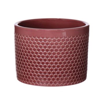 Pot à plantes en céramique CINZIA, motif à pois, rouge merlot, 25,5cm, Ø28cm