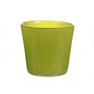 Pot à plantes ALENA, verre, vert pomme, 12,5cm, Ø13,3cm
