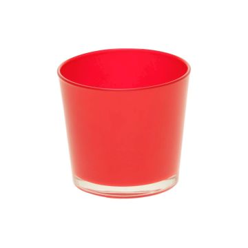 XXL Porte-bougie à chauffe-plat ALENA, verre, rouge, 9cm, Ø10cm