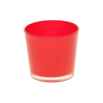 XXL Porte-bougie à chauffe-plat ALENA, verre, rouge, 9cm, Ø10cm
