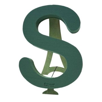 OASIS® Mousse florale humide en forme de lettre S , support en bois Bioline, trépied en bois, vert, 40x37x5cm OASIS® Mousse florale humide en forme de lettre S , support en bois Bioline, trépied en bois, vert, 40x37x5cm