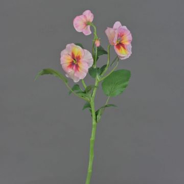 Branche décorative Pensée SIANIE, rose-fuchsia-jaune, 35cm, Ø4-6cm