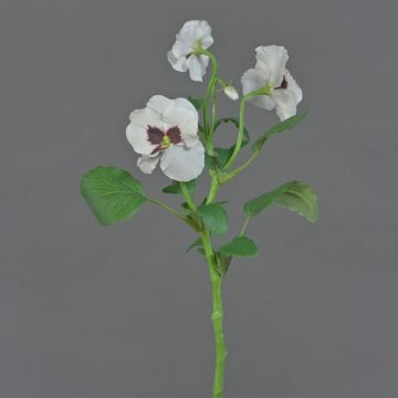 Branche décorative Pensée SIANIE, blanc, 35cm, Ø4-6cm