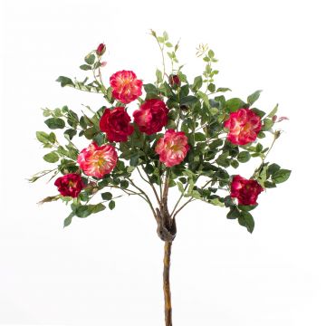 Rosier synthétique ROSALIA, faux tronc, fleurs, fuchsia, 135cm