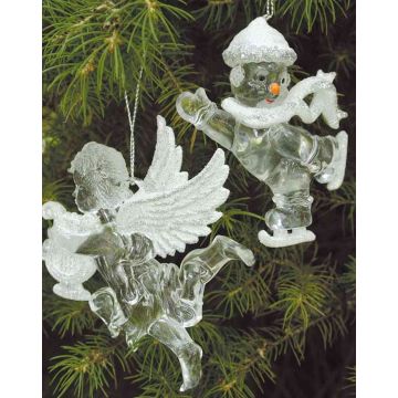 Ange de Noël LINDY, 2 pièces, pendentif, harpe, lyre, paillettes, argenté-blanc, 9x10cm Ange de Noël LINDY, 2 pièces, pendentif, harpe, lyre, paillettes, argenté-blanc, 9x10cm