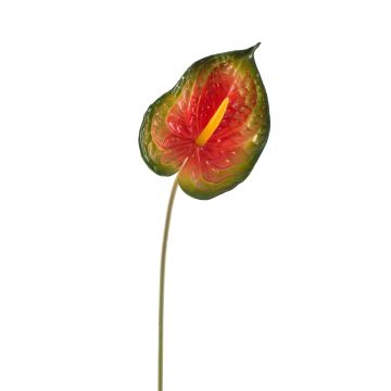 Faux Anthurium JASMINA, vert-rouge, 75cm, 14x18cm
