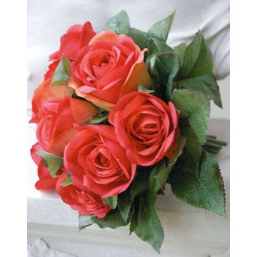 Bouquet de roses artificielles JASCHA, rouge, 25cm, Ø25cm