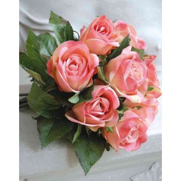 Bouquet de roses artificielles JASCHA, rose, 25cm, Ø25cm