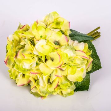 Bouquet de hortensias artificiels KLARA, jaune-vert, 30cm, Ø18cm